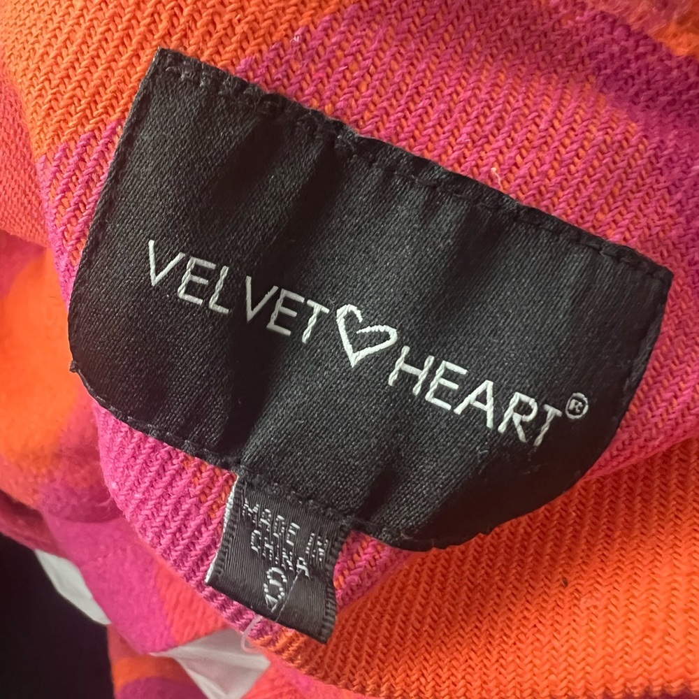 Velvet Heart Sheryl Orange Check Shacket size S - Picture 7 of 12